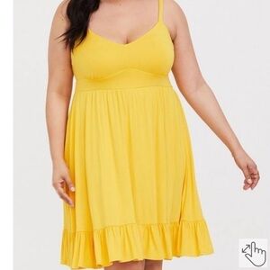 Bright yellow tank dress